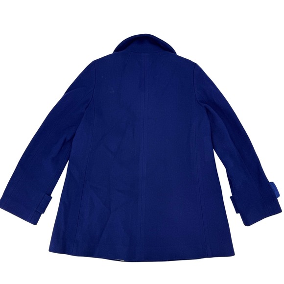 Y2K J.Crew Lille Wool Pique Pea Coat Button Blue Tweed Double Breasted Size 10 - Picture 6 of 8